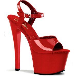Pleaser | Sky-309, 7 Inch Exotic Dancing Sandals Solid Red 9
